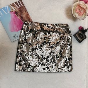 Gold floral sequin miniskirt